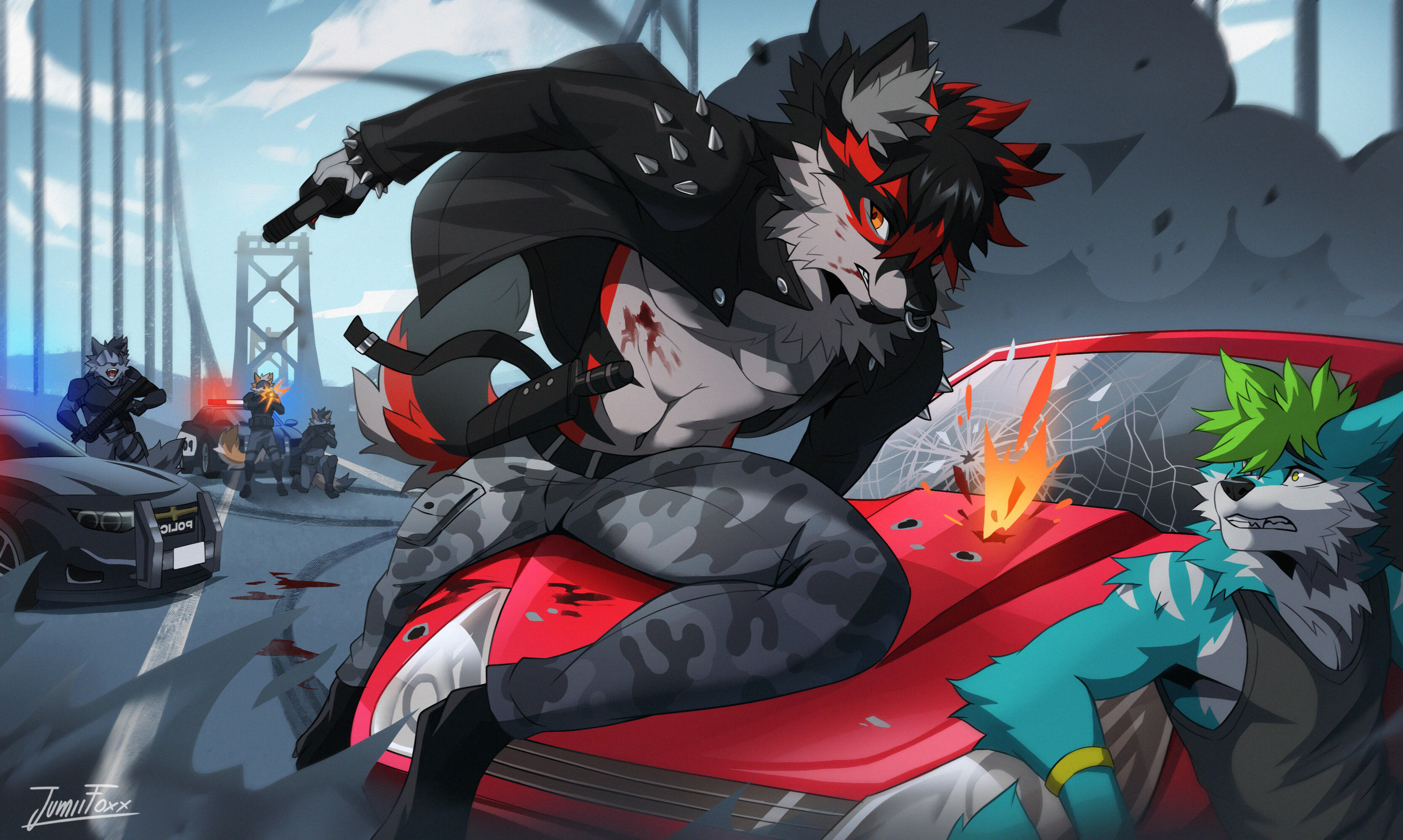 Cops chasing Blaze (Action scene)